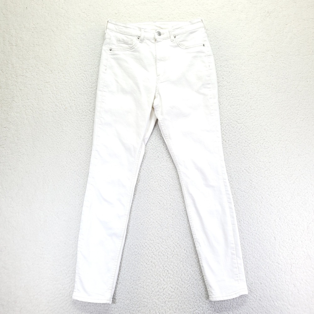 H&M &Denim White‎ Curvy Jeggings Ultra High Waist Ankle Skinny Jeans Womens Sz 6